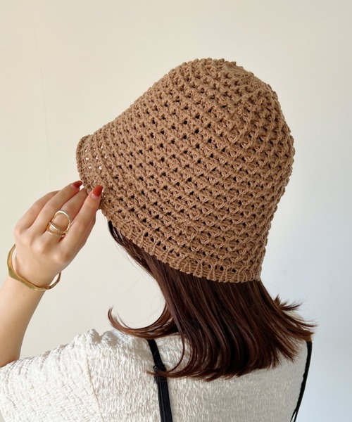 CLEA(クレア)の「クロシェ編みバケットハット(ハット・レディース・ブラック/アイボリー/ナチュラル・FREE)」の17枚目の写真