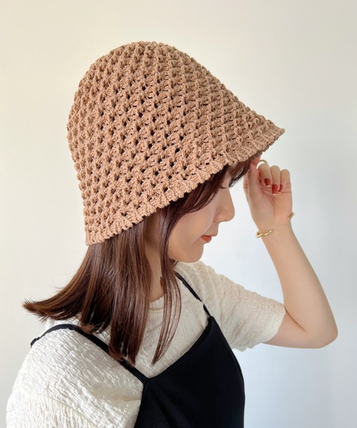 CLEA(クレア)の「クロシェ編みバケットハット(ハット・レディース・ブラック/アイボリー/ナチュラル・FREE)」の14枚目の写真