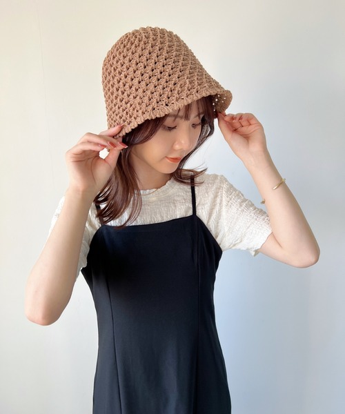 CLEA(クレア)の「クロシェ編みバケットハット(ハット・レディース・ブラック/アイボリー/ナチュラル・FREE)」の12枚目の写真