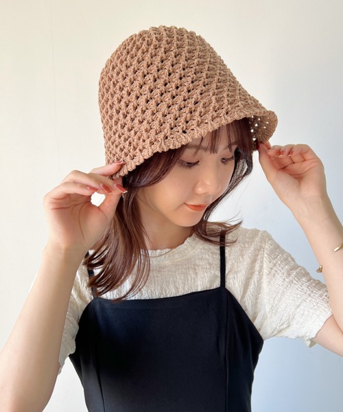 CLEA(クレア)の「クロシェ編みバケットハット(ハット・レディース・ブラック/アイボリー/ナチュラル・FREE)」の21枚目の写真