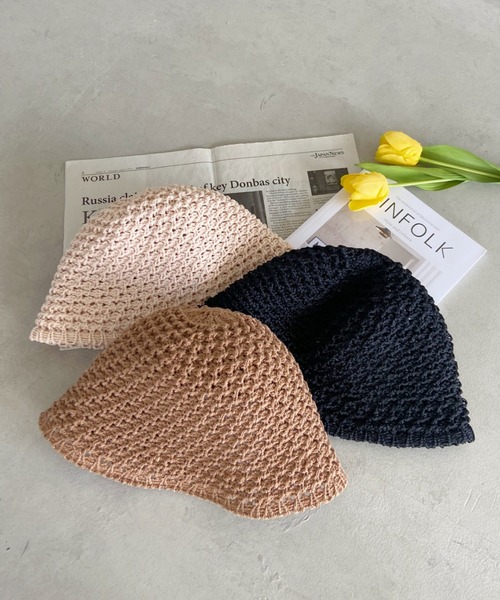 CLEA(クレア)の「クロシェ編みバケットハット(ハット・レディース・ブラック/アイボリー/ナチュラル・FREE)」の22枚目の写真