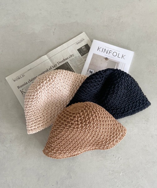 CLEA(クレア)の「クロシェ編みバケットハット(ハット・レディース・ブラック/アイボリー/ナチュラル・FREE)」の7枚目の写真