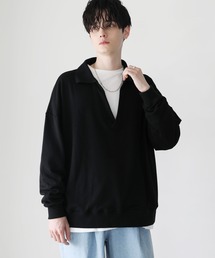 ビッグシルエットスキッパー衿裏毛スウェット