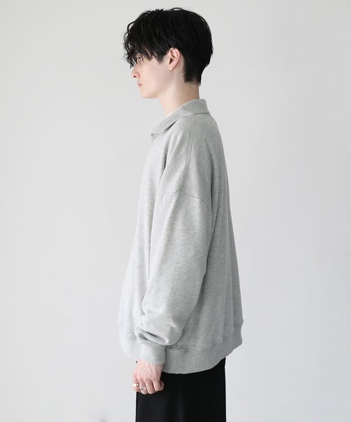 ASTRONOMY（アストロノミー）の「ビッグシルエットスキッパー衿裏毛スウェット（スウェット・メンズ・杢グレー/ブラック/スミクロ・L/M）」の9枚目の写真