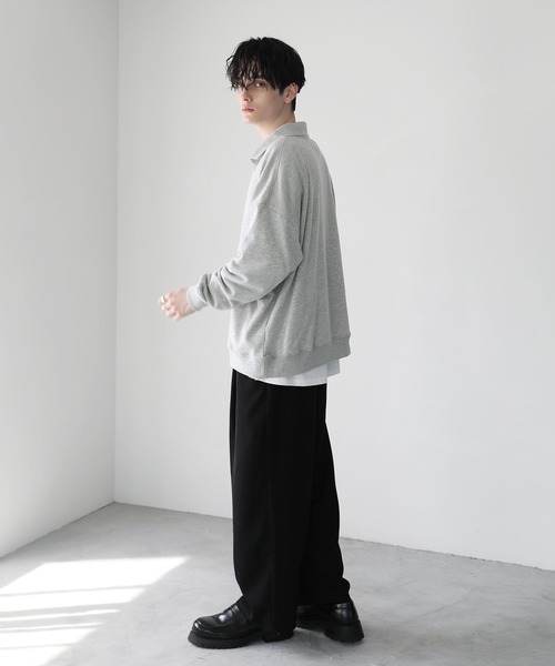 ASTRONOMY（アストロノミー）の「ビッグシルエットスキッパー衿裏毛スウェット（スウェット・メンズ・杢グレー/ブラック/スミクロ・L/M）」の5枚目の写真