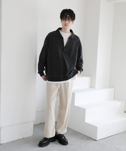 ASTRONOMY（アストロノミー）の「ビッグシルエットスキッパー衿裏毛スウェット（スウェット・メンズ・杢グレー/ブラック/スミクロ・L/M）」の11枚目の写真