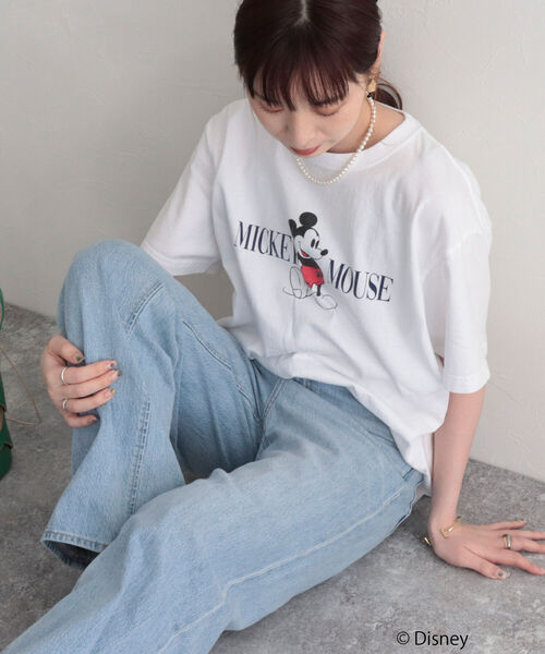 GOOD ROCK SPEED（グッドロックスピード）の「【GOOD ROCK SPEED/グッドロックスピード】MICKEY Tシャツ（Tシャツ/カットソー・レディース・ネイビー/オフホワイト・FREE）」の4枚目の写真