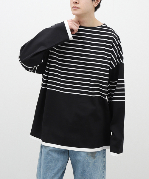 marka(マーカ)の「【MARKA / マーカ】PANEL BORDER BASQUE SHIRT(Tシャツ/カットソー・メンズ・ブラック/ホワイト・1/2)」の2枚目の写真