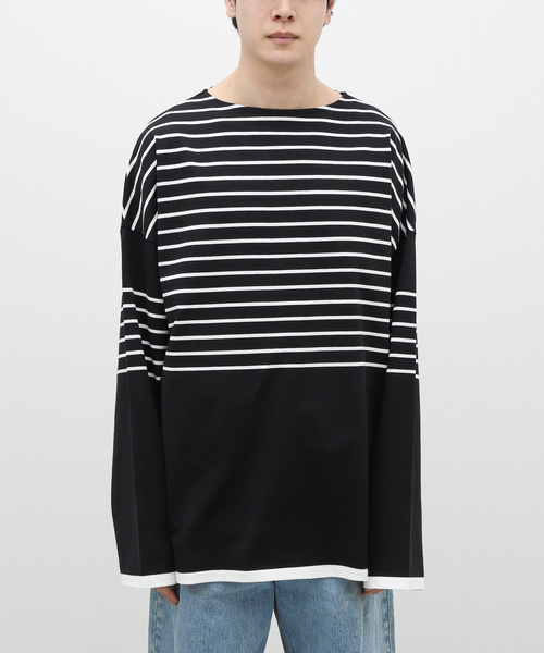 marka(マーカ)の「【MARKA / マーカ】PANEL BORDER BASQUE SHIRT(Tシャツ/カットソー・メンズ・ブラック/ホワイト・1/2)」の5枚目の写真