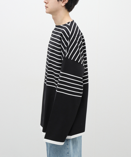 marka(マーカ)の「【MARKA / マーカ】PANEL BORDER BASQUE SHIRT(Tシャツ/カットソー・メンズ・ブラック/ホワイト・1/2)」の3枚目の写真