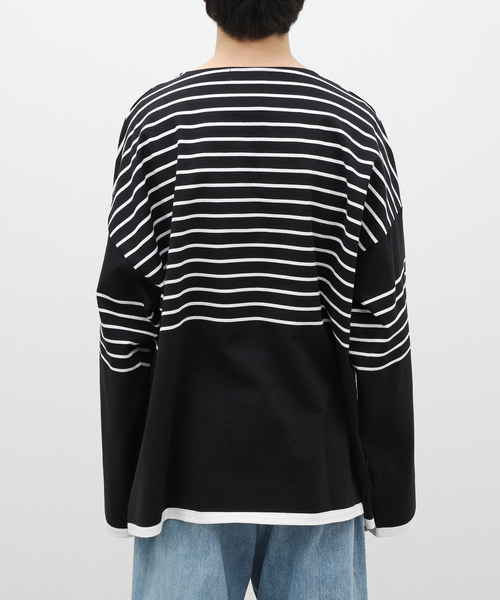 marka(マーカ)の「【MARKA / マーカ】PANEL BORDER BASQUE SHIRT(Tシャツ/カットソー・メンズ・ブラック/ホワイト・1/2)」の10枚目の写真