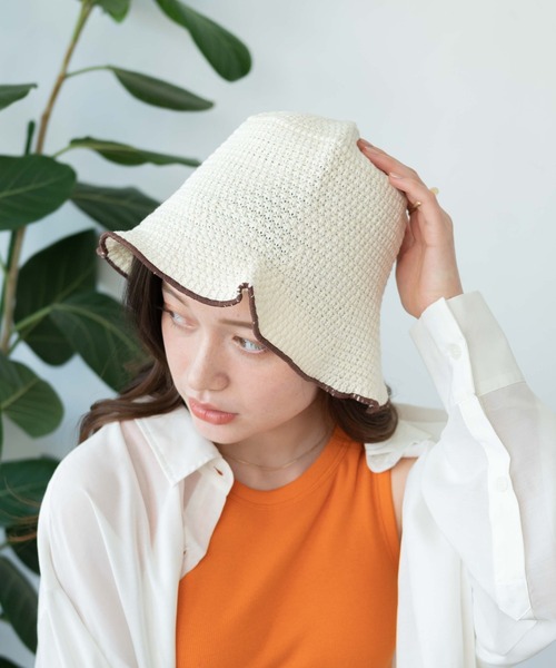 WEGO(ウィゴー)の「WEGO/パイピングニットハット(ハット・レディース・オフホワイト/ブラック/サックスブルー・FREE)」の11枚目の写真