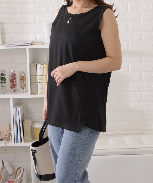 Lace Ladies(レースレディース)の「アシンメトリーノースリーブゆるトップス(タンクトップ・レディース・ホワイト/ブラック/ベージュ/ダークグレー・XL/M)」の20枚目の写真