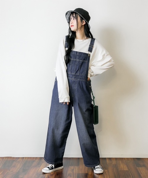 atONE（アットワン）の「atONE 大人カジュアルデニムサロペット（サロペット/オーバーオール・レディース・ネイビー/ライトブルー/ダークネイビー/ブルー/グレー系その他6・LL/4L/L/3L/M）」の14枚目の写真