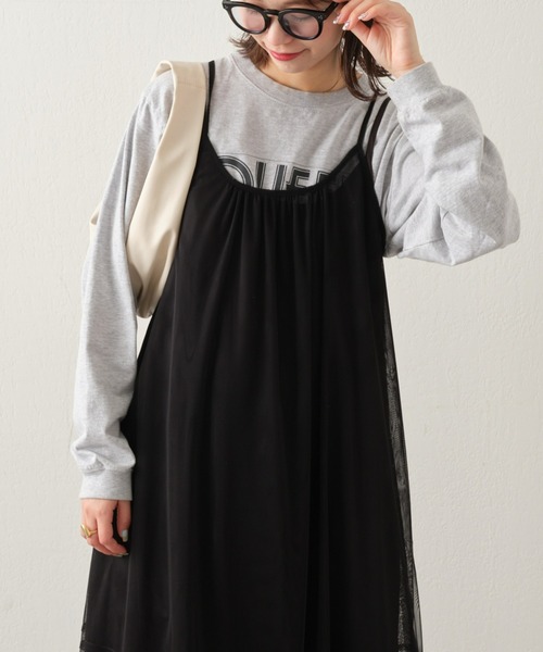 CIAOPANIC TYPY（チャオパニックティピー）の「【インナー付き】チュールキャミワンピース（ワンピース・レディース・ホワイト/ブラック・ONE SIZE）」の3枚目の写真