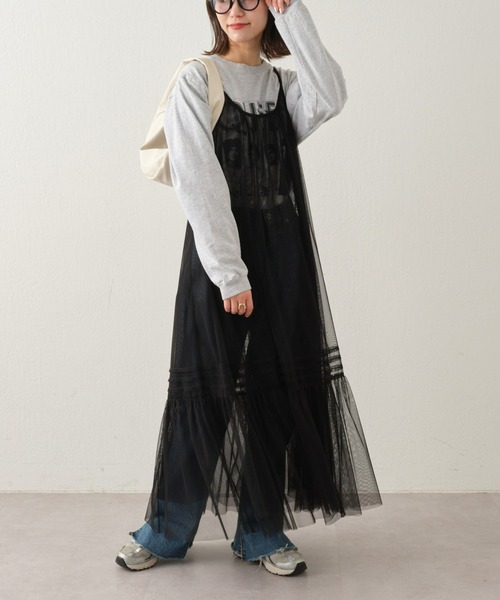 CIAOPANIC TYPY（チャオパニックティピー）の「【インナー付き】チュールキャミワンピース（ワンピース・レディース・ホワイト/ブラック・ONE SIZE）」の6枚目の写真