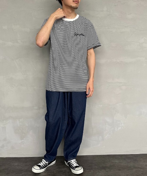 ロゴ刺繍入り リラックス フィット コットンジャージー Tシャツ GYMPHLEX/ジムフレックス] コットンジャージー ワンポイントロゴ