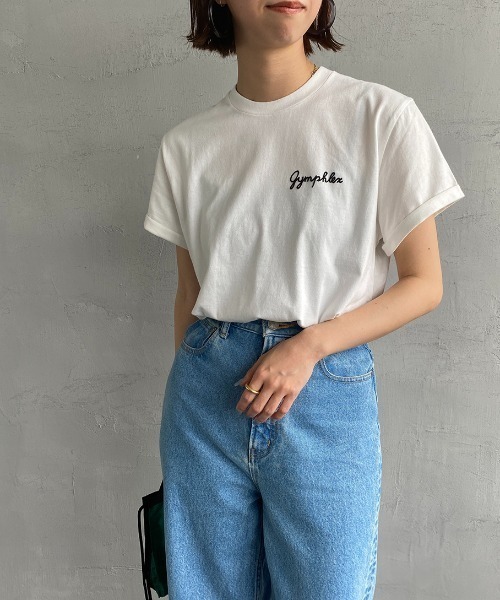 GYMPHLEX（ジムフレックス）の「[GYMPHLEX/ジムフレックス] コットンジャージー ワンポイントロゴ刺繍Tシャツ（Tシャツ/カットソー・レディース・ホワイト/チャコールグレー/ブラック/ライトブルー/ホワイト×ネイビー・14/M/L）」の11枚目の写真