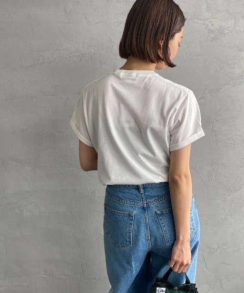 GYMPHLEX（ジムフレックス）の「[GYMPHLEX/ジムフレックス] コットンジャージー ワンポイントロゴ刺繍Tシャツ（Tシャツ/カットソー・レディース・ホワイト/チャコールグレー/ブラック/ライトブルー/ホワイト×ネイビー・14/M/L）」の6枚目の写真