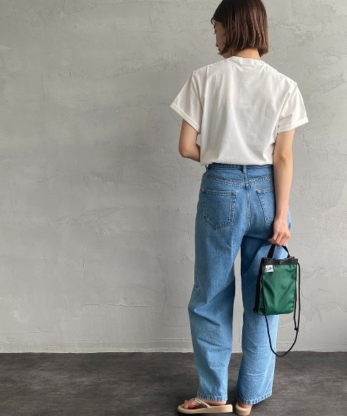 GYMPHLEX（ジムフレックス）の「[GYMPHLEX/ジムフレックス] コットンジャージー ワンポイントロゴ刺繍Tシャツ（Tシャツ/カットソー・レディース・ホワイト/チャコールグレー/ブラック/ライトブルー/ホワイト×ネイビー・14/M/L）」の8枚目の写真