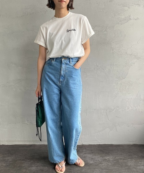 GYMPHLEX（ジムフレックス）の「[GYMPHLEX/ジムフレックス] コットンジャージー ワンポイントロゴ刺繍Tシャツ（Tシャツ/カットソー・レディース・ホワイト/チャコールグレー/ブラック/ライトブルー/ホワイト×ネイビー・14/M/L）」の15枚目の写真