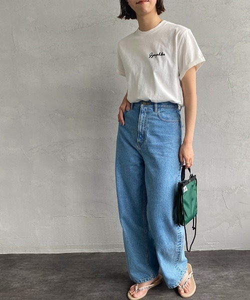 GYMPHLEX（ジムフレックス）の「[GYMPHLEX/ジムフレックス] コットンジャージー ワンポイントロゴ刺繍Tシャツ（Tシャツ/カットソー・レディース・ホワイト/チャコールグレー/ブラック/ライトブルー/ホワイト×ネイビー・14/M/L）」の13枚目の写真