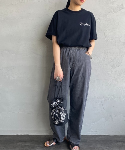 tシャツ 「GYMPHLEX/ジムフレックス」 コットンジャージー ワンポイントロゴ刺繍Tシャツ レディース メンズ セール】GYMPHLEX/ジムフレックス 刺繍ショートスリーブTEE