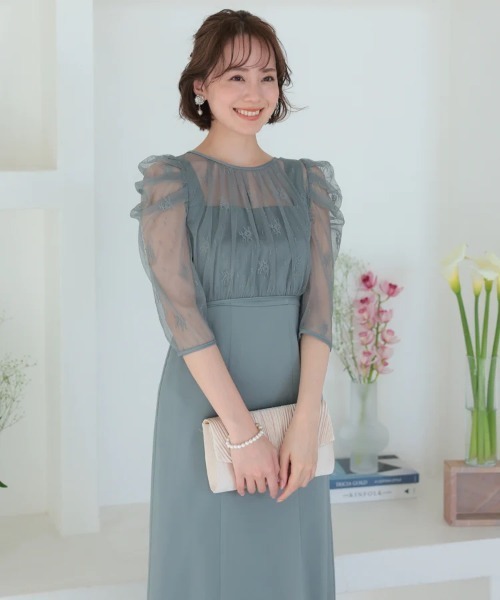 PREFERIRプレフェリール結婚式 パーティー ドレスブルーＸＬ 楽天市場】シアー レース 結婚式 パーティー ドレス ワンピース