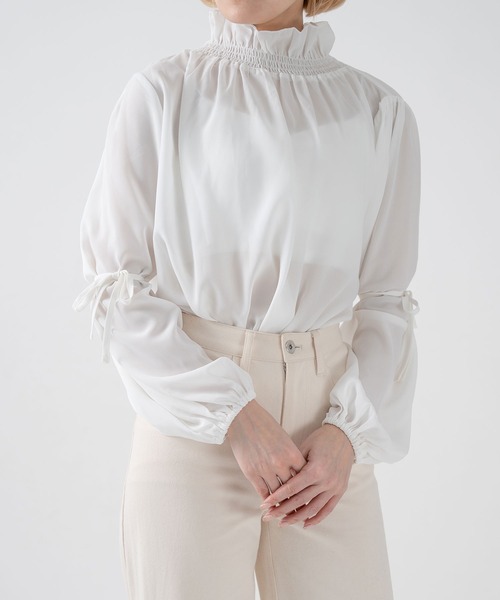 qumerry.（キュメリ）の「袖ボリュームシャツ（シャツ/ブラウス・レディース・ブラック/ホワイト・FREE）」の8枚目の写真