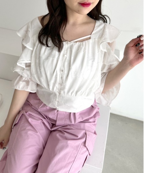 OLIVE des OLIVE（オリーブデオリーブ）の「オープンフリル袖ブラウス　1031040240（シャツ/ブラウス・レディース・ブラック/オフホワイト/ラベンダー/ブラック系その他・FREE）」の13枚目の写真