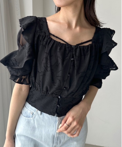 OLIVE des OLIVE（オリーブデオリーブ）の「オープンフリル袖ブラウス　1031040240（シャツ/ブラウス・レディース・ブラック/オフホワイト/ラベンダー/ブラック系その他・FREE）」の19枚目の写真