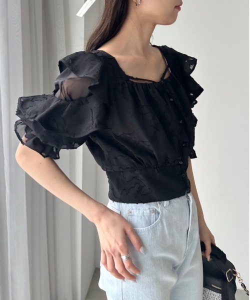 OLIVE des OLIVE（オリーブデオリーブ）の「オープンフリル袖ブラウス　1031040240（シャツ/ブラウス・レディース・ブラック/オフホワイト/ラベンダー/ブラック系その他・FREE）」の20枚目の写真