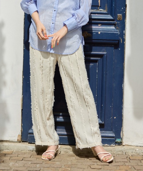 Sugar spoon（シュガースプーン）の「・SUGAR SPOON フリンジジャカードパンツ（その他パンツ・レディース・ライトグレー/アイボリー/ブラック・FREE）」の2枚目の写真