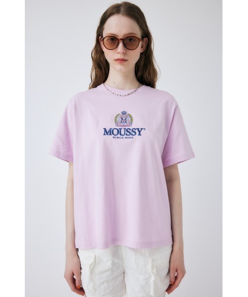 MOUSSY(マウジー)の「CLASSIC EMBROIDERY MOUSSY Tシャツ(Tシャツ/カットソー・レディース・ホワイト/ライトブラック/ライトパープル/杢グレー・FREE)」の4枚目の写真