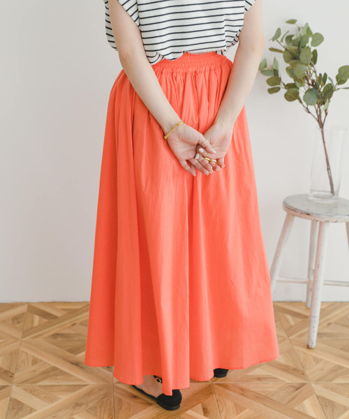 ITEMS URBANRESEARCH（アイテムズ アーバンリサーチ）の「ボイルロングスカート（スカート・レディース・オレンジ/ミント/チャコールグレー・FREE）」の7枚目の写真