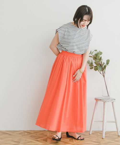 ITEMS URBANRESEARCH（アイテムズ アーバンリサーチ）の「ボイルロングスカート（スカート・レディース・オレンジ/ミント/チャコールグレー・FREE）」の10枚目の写真