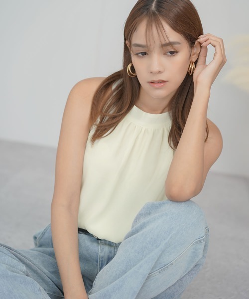 Auntie Rosa（アンティローザ）の「ボトルネックノースリーブサマーカットソー（タンクトップ・レディース・オフホワイト・SMALL/MEDIUM）」の3枚目の写真