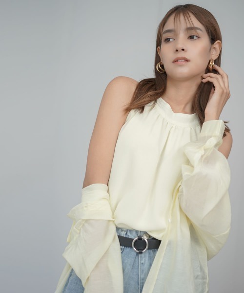 Auntie Rosa（アンティローザ）の「ボトルネックノースリーブサマーカットソー（タンクトップ・レディース・オフホワイト・SMALL/MEDIUM）」の5枚目の写真