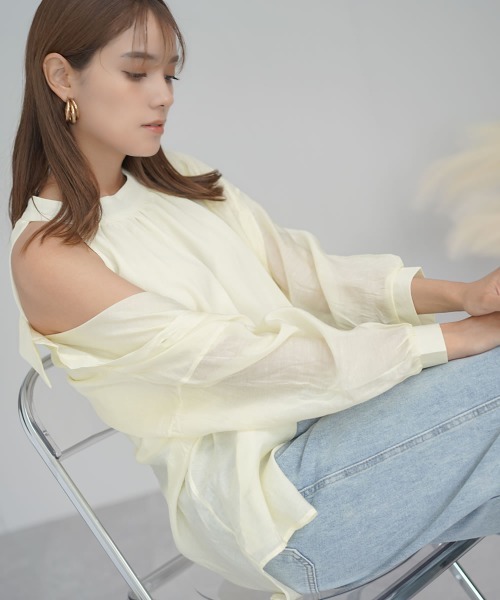 Auntie Rosa（アンティローザ）の「ボトルネックノースリーブサマーカットソー（タンクトップ・レディース・オフホワイト・SMALL/MEDIUM）」の6枚目の写真