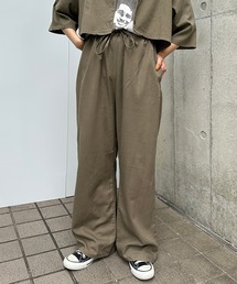 【セットアップ着用可能】リネンライクワイドパンツ