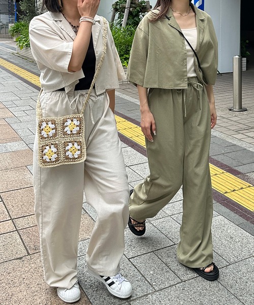 kutir（クティール）の「【セットアップ着用可能】リネンライクワイドパンツ（その他パンツ・レディース・ライトグリーン/アイボリー/ブラウン・LARGE/SMALL/MEDIUM）」の2枚目の写真