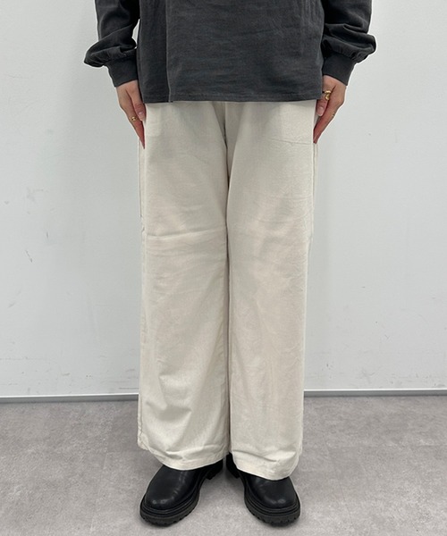 セール】【セットアップ着用可能】リネンライクワイドパンツ（その他