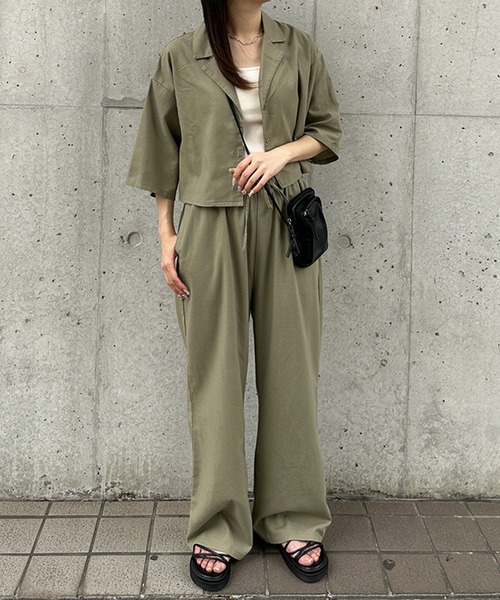 kutir（クティール）の「【セットアップ着用可能】リネンライクワイドパンツ（その他パンツ・レディース・ライトグリーン/アイボリー/ブラウン・LARGE/SMALL/MEDIUM）」の8枚目の写真