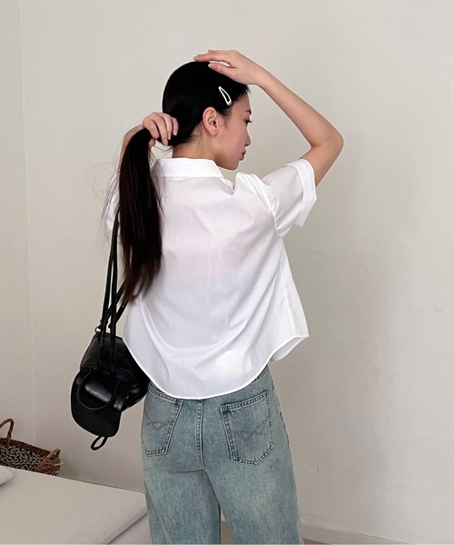 by muni:r（バイ ムニール）の「【お気に入り登録数1.5万突破！】パステルカラー半袖シャツ（シャツ/ブラウス・レディース・ホワイト/ミント/ブルー/ピンク・FREE）」の15枚目の写真