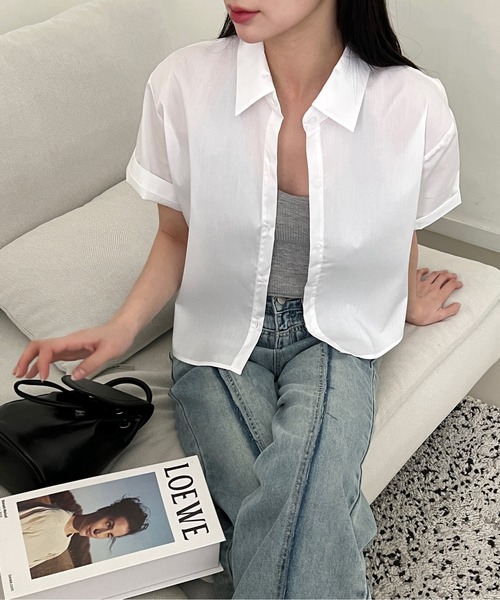 by muni:r（バイ ムニール）の「【お気に入り登録数1.5万突破！】パステルカラー半袖シャツ（シャツ/ブラウス・レディース・ホワイト/ミント/ブルー/ピンク・FREE）」の16枚目の写真