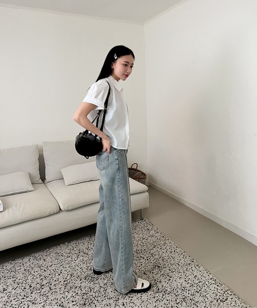 by muni:r（バイ ムニール）の「【お気に入り登録数1.5万突破！】パステルカラー半袖シャツ（シャツ/ブラウス・レディース・ホワイト/ミント/ブルー/ピンク・FREE）」の17枚目の写真