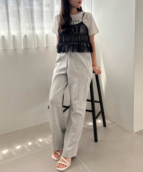 one after another NICE CLAUP（ワンアフターアナザーナイスクラップ）の「チュールビスチェ+ロゴＴセット（Tシャツ/カットソー・レディース・ドット/ブラック/ピンク・FREE）」の6枚目の写真