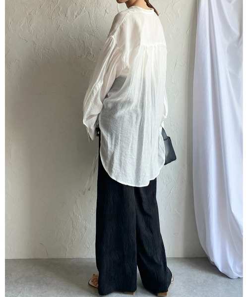 She's Closet(シーズクローゼット)の「セルフカットウェーブ柄ワイドストレートロングプリーツパンツ(その他パンツ・レディース・グリーン/ブラック・FREE)」の10枚目の写真