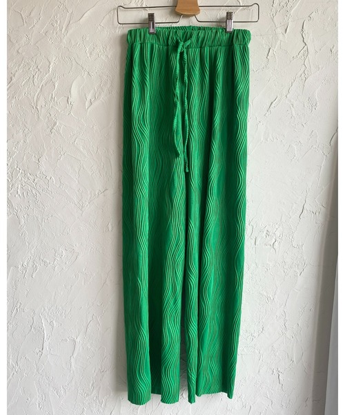 She's Closet(シーズクローゼット)の「セルフカットウェーブ柄ワイドストレートロングプリーツパンツ(その他パンツ・レディース・グリーン/ブラック・FREE)」の17枚目の写真