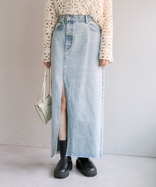 mystic（ミスティック）の「スリットデニムスカート（デニムスカート・レディース・ブラック/ブルー・2/1）」の10枚目の写真